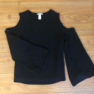 H&M Cold Shoulder Crinkle Black Top